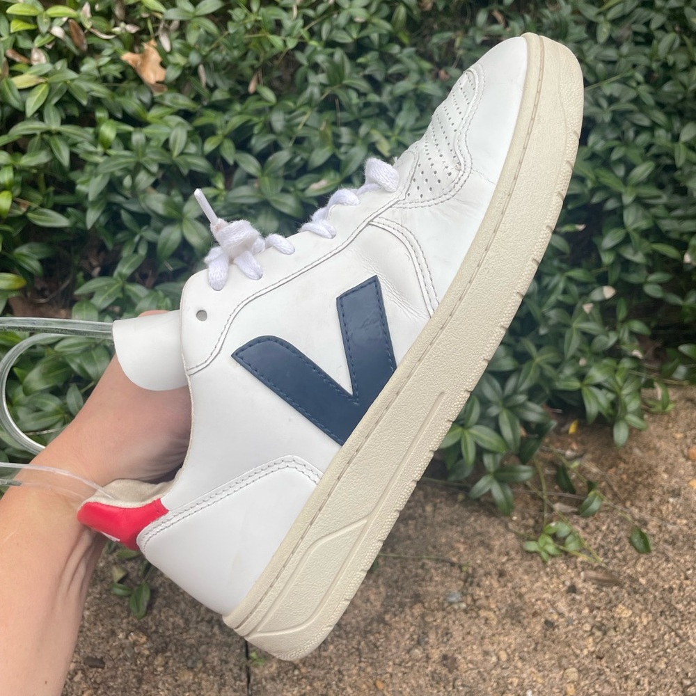 Veja White Sneakers with Navy and Red - Picture 10 of 12